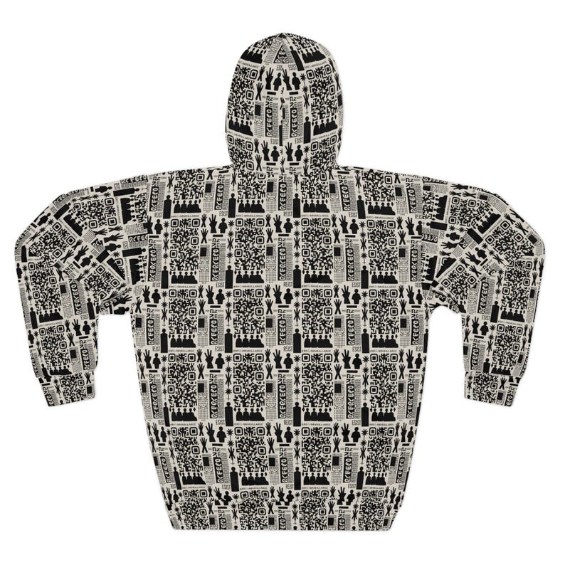 Anti Surveillance Unisex Hoodie, QR Code Protest Pullover Sweatshirt, Facial Recognition Activist Apparel, Privacy Rights Jumper, Protester image 4
