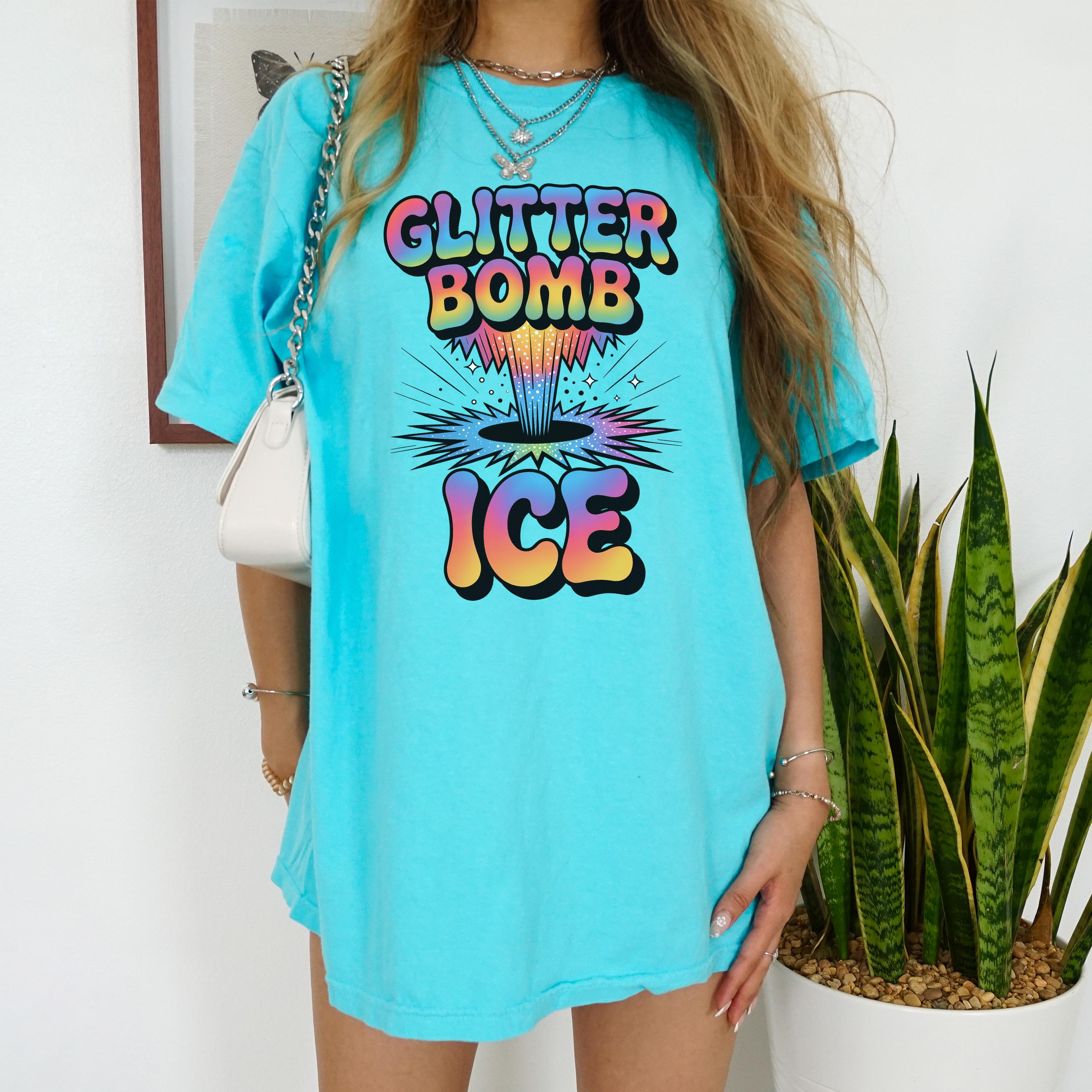 Abolish ICE T-shirt, Glitter Bomb Design, Protect Human Rights