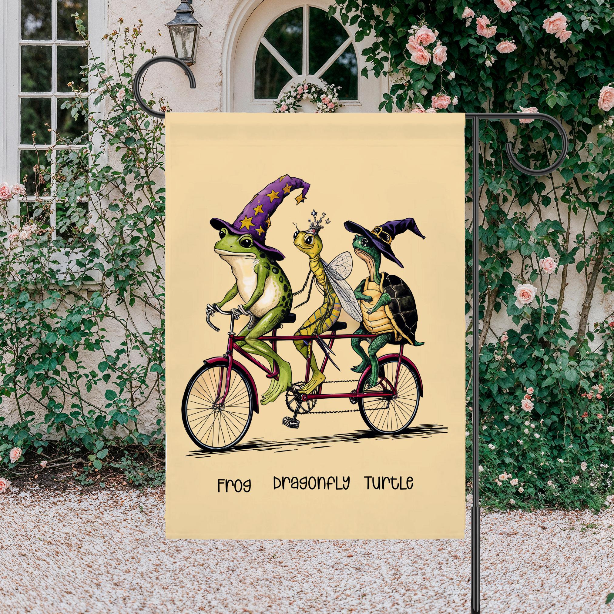 Frog Dragonfly Turtle Anti Trump Garden Flag, FDT Protest