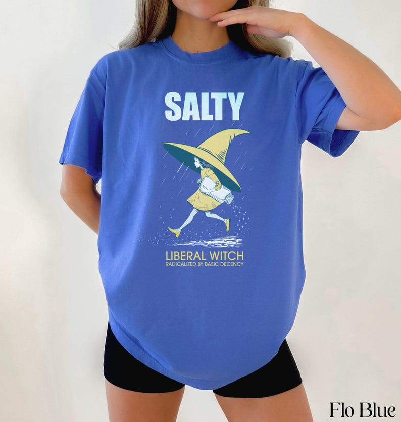 Maglietta "Radicalized By Basic Decency", maglietta "Salty Witch" anti-Trump, maglietta parodia "Liberal Witch", maglietta di protesta, maglietta politica, maglietta divertente immagine 2