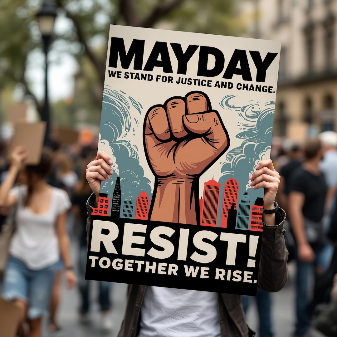 Mayday Protest Sign, Digital Art, Png File, 18 X 24