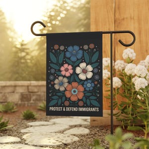 Protect And Defend Immigrants Anti Trump Garden Flag Sign, Resist Trump, Immigrant Rights Protest, Abolish Ice Activist Political Banner