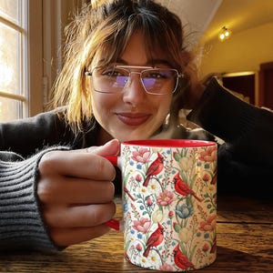 Subtle F Trump Mug Anti Trump Political Satire Gag Gift Liberal Cardinal Floral Coffee Cup Leftist Hidden Message Drinkware