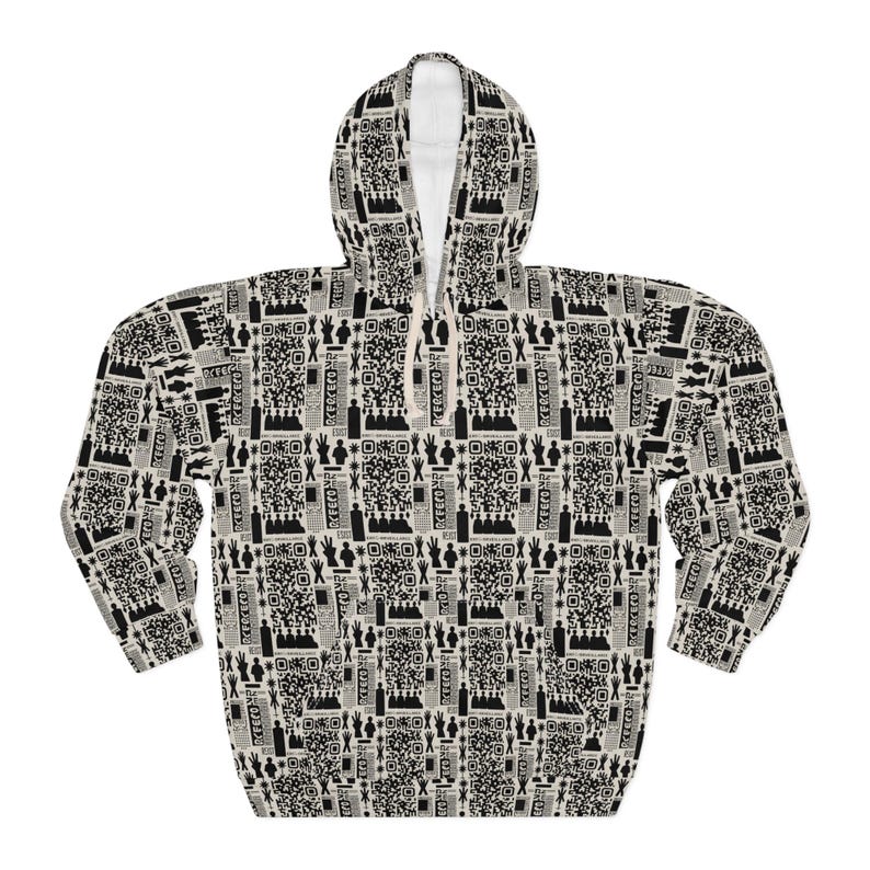 Anti Surveillance Unisex Hoodie, QR Code Protest Pullover Sweatshirt, Facial Recognition Activist Apparel, Privacy Rights Jumper, Protester image 2