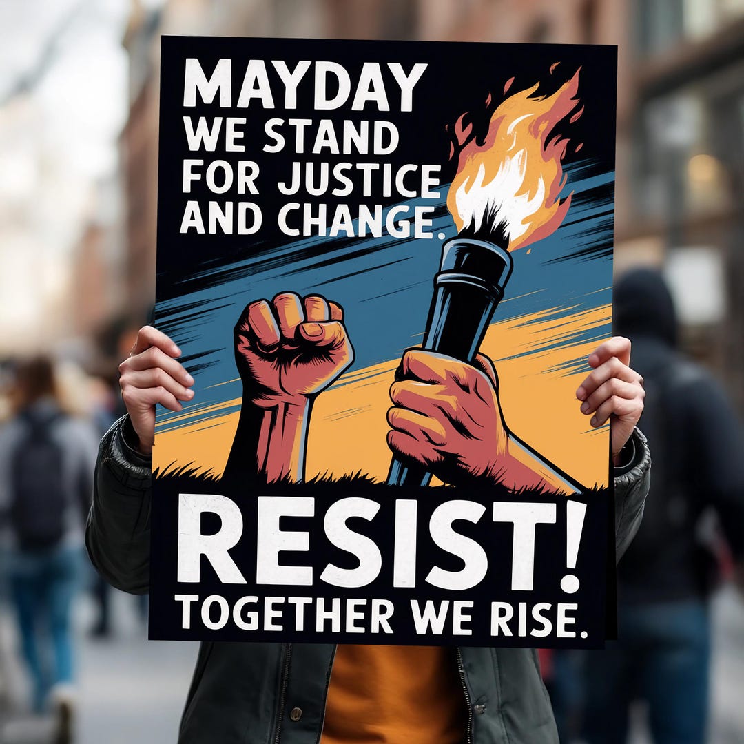 Mayday Protest Sign, Digital Art, Png File, 18 X 24