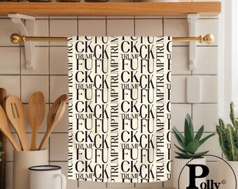 Essuie-mains anti-atout, torchon de cuisine subtil F Trump, torchon cadeau bâillon politique, art des mots mode libérale moderne