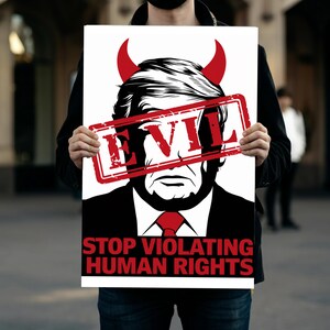 Stop Human Rights Violations, Hands Off Our Democracy, Foam Board Sign, Protest Sign For March, Anti Trump, Anti Musk, Political Rally Art