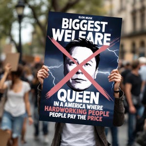 Biggest Welfare Queen, Hands Off Our Democracy, Foam Board Sign, Protest Sign For March, Anti Trump, Anti Musk, Political Rally Art