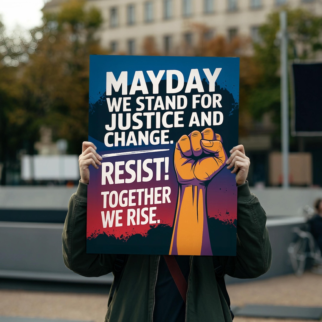 Mayday Protest Sign, Digital Art, Png File, 18 X 24