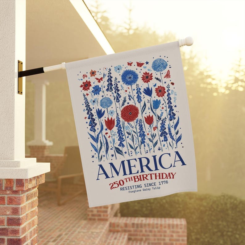 American Flag 250th Birthday Resisting Since 1776, Patriotic Garden Flag, Independence Day Outdoor Decor, Red White Blue Yard Flag