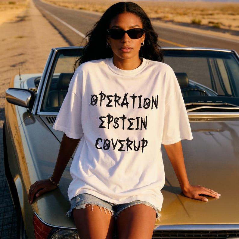 Operation Epstein Coverup T-shirt, Bold Statement Tee, Unique Graphic Shirt, Fashionable Statement Top, Trendy Graphic Tee, Casual Wear