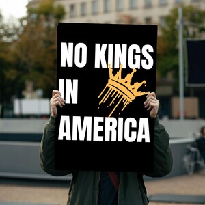 No hay reyes en Estados Unidos, cartel de protesta contra la oligarquía para marzo, descargas digitales PNG y PDF, anti Trump, anti Musk, arte político, crea el tuyo propio