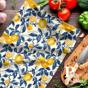 Subtle F Trump Vintage Mediterranean Lemons Tea Towels, Progressive Anti Donald Trump Kitchen, Liberal Democrat Housewarming Gift, Mature