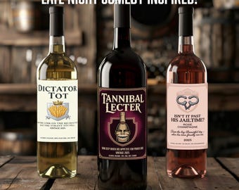 Set of 16, Anti Trump Funny Wine Labels, Stickers The Big Beautiful Day Party, When It Happens, Is He Dead Yet Obituary, PDF Vol 1