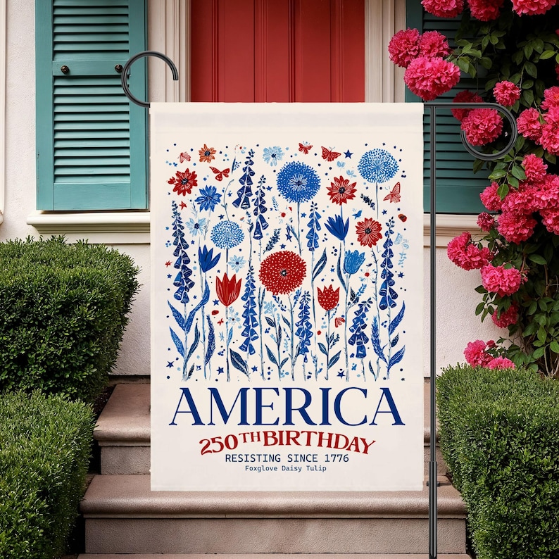 Garden Flag Patriotic America 250th Birthday Yard Decor, 4th of July Outdoor Decoration, 250th Independence Anniversary Banner