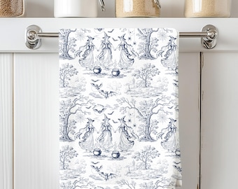 Subtle F Trump Hand Towel, Toile de Jouy Halloween Fall Autumn, Witches Kitchen Decor, F*ck Trump Tea Towel, Bathroom Towel, Guest Towel