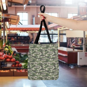 Subtle F Trump Tote Bag - Anti Trump Camouflage, Political Statement Handbag, Protest Reusable Grocery Bag, Camo Resistance Carryall