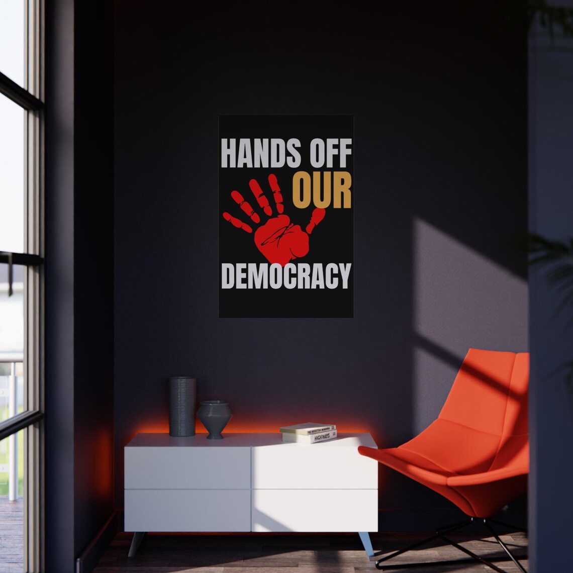 Democray Signs Hands off Our Democracy, Fight Oligarchy Foam Board Sign, Protest Sign ...