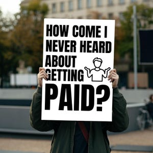 How Come I Never Heard About Pay? Hands Off Democracy, Foam Board Protest Sign For March, Rallies, Anti Trump, Anti Musk, Fight Oligarcy