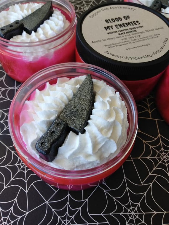 Blood Of My Enemies: Black Absinthe Whipped Foaming Sugar Scrub with Soap Knife