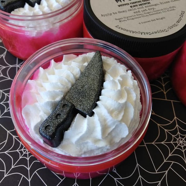 Blood Of My Enemies: Black Absinthe Whipped Foaming Sugar Scrub with Soap Knife