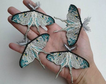 Moks128(p) set of 4 pieces patch, Luna Moth Wing patch Insect