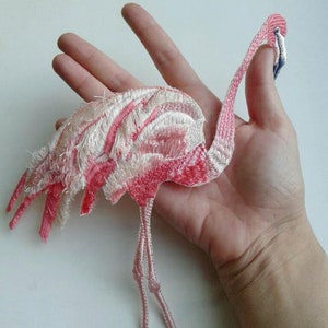 Toppa ricamata con fenicottero rosa Moks123(p)