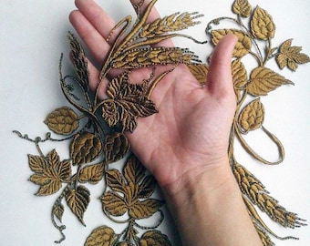 Moks75(p) 2 pieces set spikelets, hops, birch Embroidered Patches