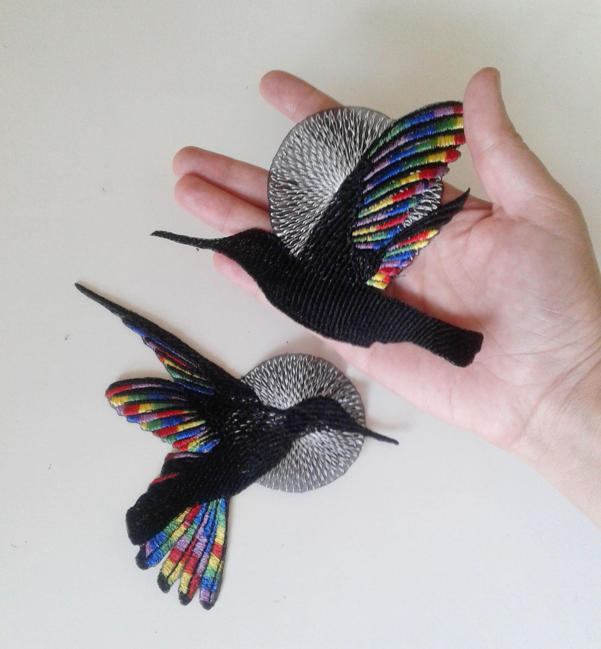 Moks232(p) Pair Patch Birds Hummingbirds Embroidered Patches - Etsy