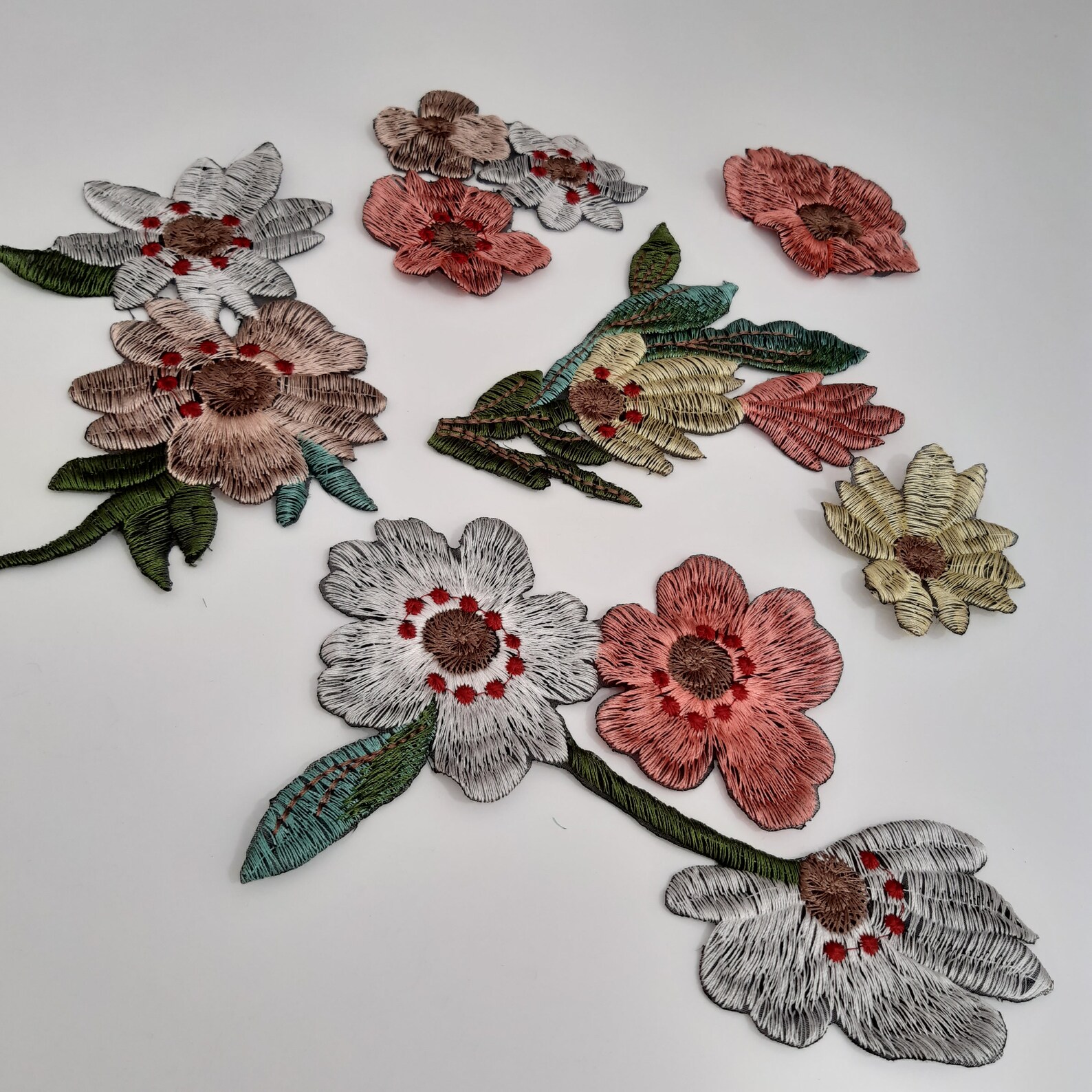 Blumen-Papageien Aufnäher Zum Aufbügeln - 1 Paar Spitzenstoff Stickerei Applikation