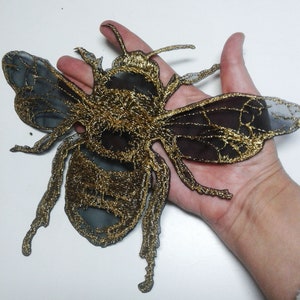 Moks270(p) golden bee embroidered patch, large patch