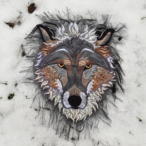 Moks302(p) Grey Wolf gestickter Aufnäher, Tier Aufnäher