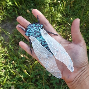 Moks460 Cicada Embroidered Patch, Bugs patch, Realistic insect patch