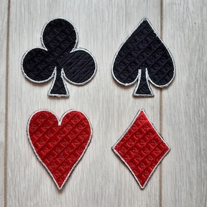Moks475 set card suit embroidery patch, playing card suits, spades, hearts, diamonds, clubs