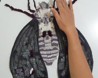 Moks616 Large Patch, Giant Insect Cicada Moth Embroidery Patch, Applique Back of Jacket