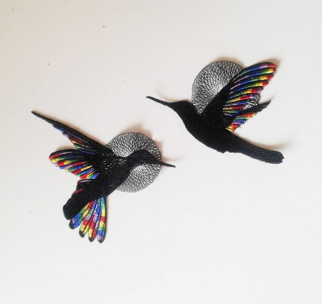 Moks232(p) Pair Patch Birds Hummingbirds Embroidered Patches - Etsy