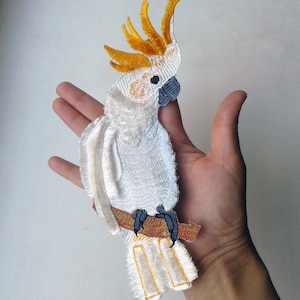 Moks139(p) parche bordado grande de cacatúa y loro