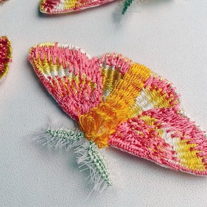 Moks147p Set 4 pieces rosy maple moth Embroidered Patches image 2