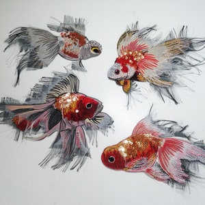 Moks238(p) set of 4 goldfish large embroidered patches