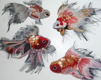 Moks238(p) set of 4 goldfish large embroidered patches