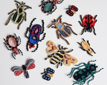 Moks627 Embroider Bugs Patch, Set 12 pcs Sew on Insect Patch