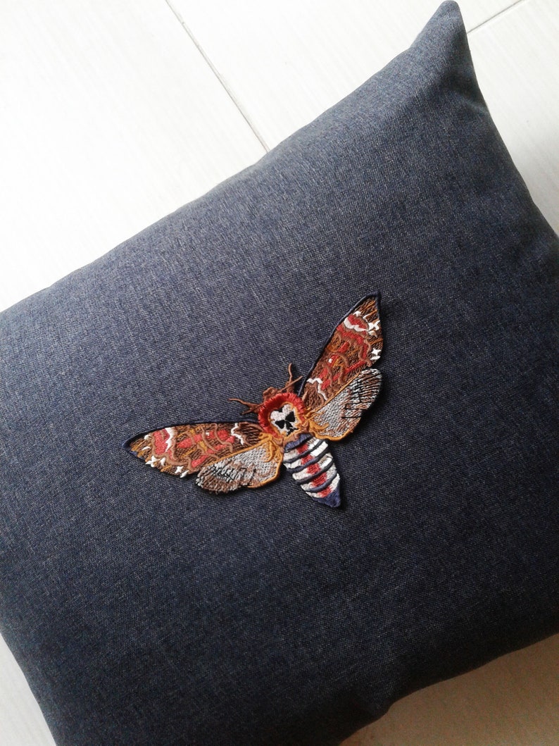 Skull Moth Death's Head Hawkmoth Embroidered Iron-On Patch – 2.5x3.25 Inches