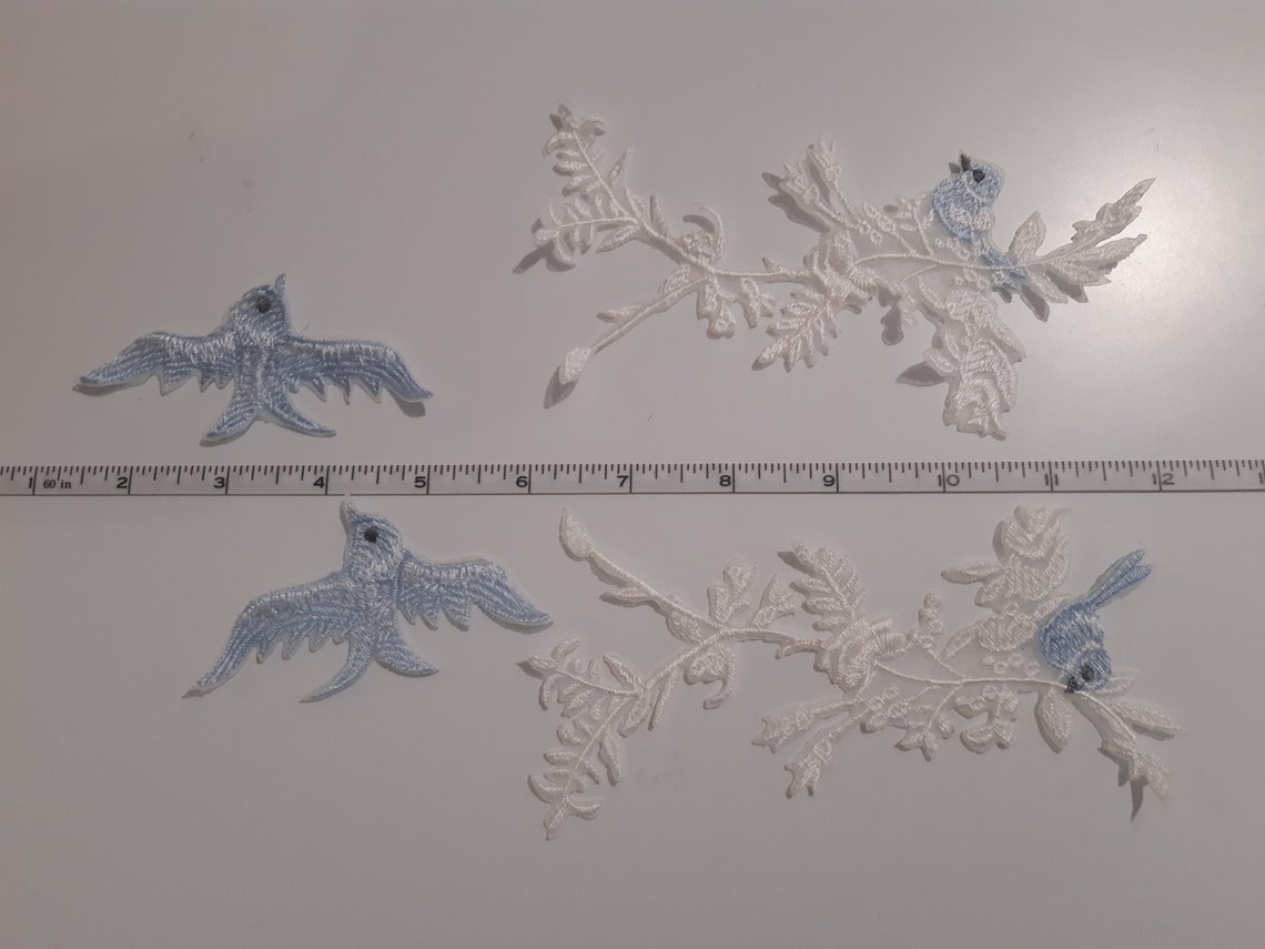 Moks337p birds on branches wedding lace patch set | Etsy