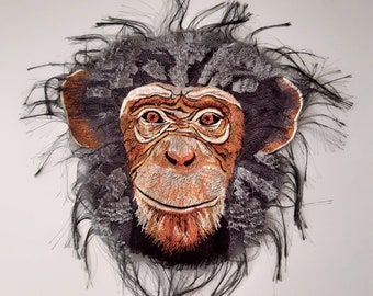 Toppa grande Moks602 con animale, toppa con scimmia, toppa realistica per la schiena