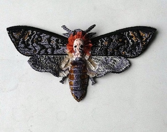 Moks58(p) Falena Deathhead - Insetto Ricamato Patch Hawkmoth