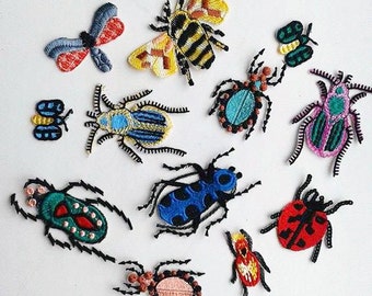 Moks13(p) Set 12 pieces Styled Bugs Insects Embroidery Patches Set