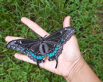 Moks452 swallowtail butterfly embroidered patch, insect patch, nature patch