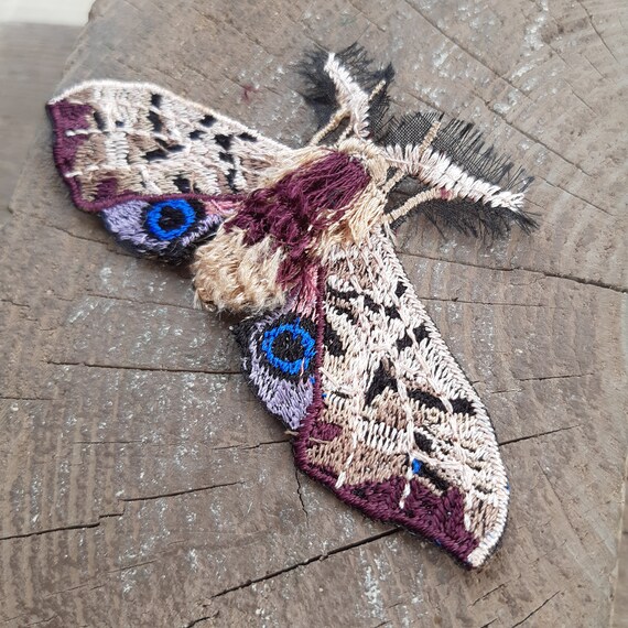 Moks504 蛾のパッチ、昆虫学刺繍パッチ、スズメガ、Smerinthus
