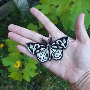 Moks376(p) Embroidered Patch, Moth Real Patch, Anania Funebris