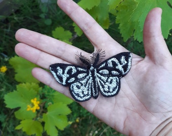 Moks376(p) Embroidered Patch, Moth Real Patch, Anania Funebris